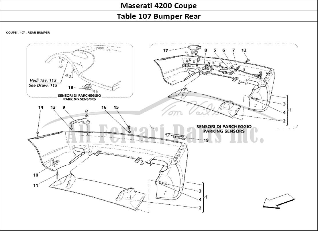 Ferrari Parts Maserati 4200 Coupe Page 107 Rear Bumper