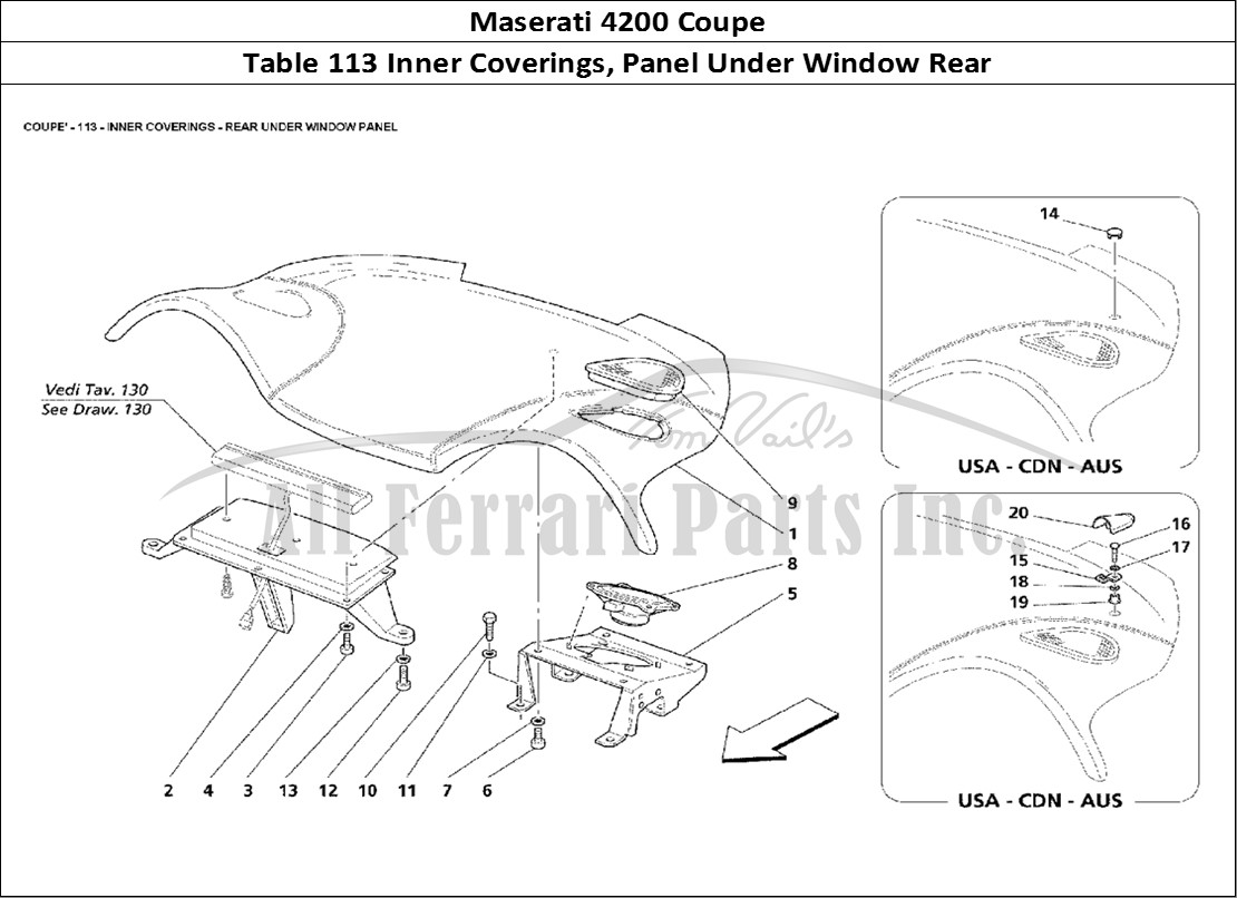 Ferrari Parts Maserati 4200 Coupe Page 113 Inner Coverings - Rear Un