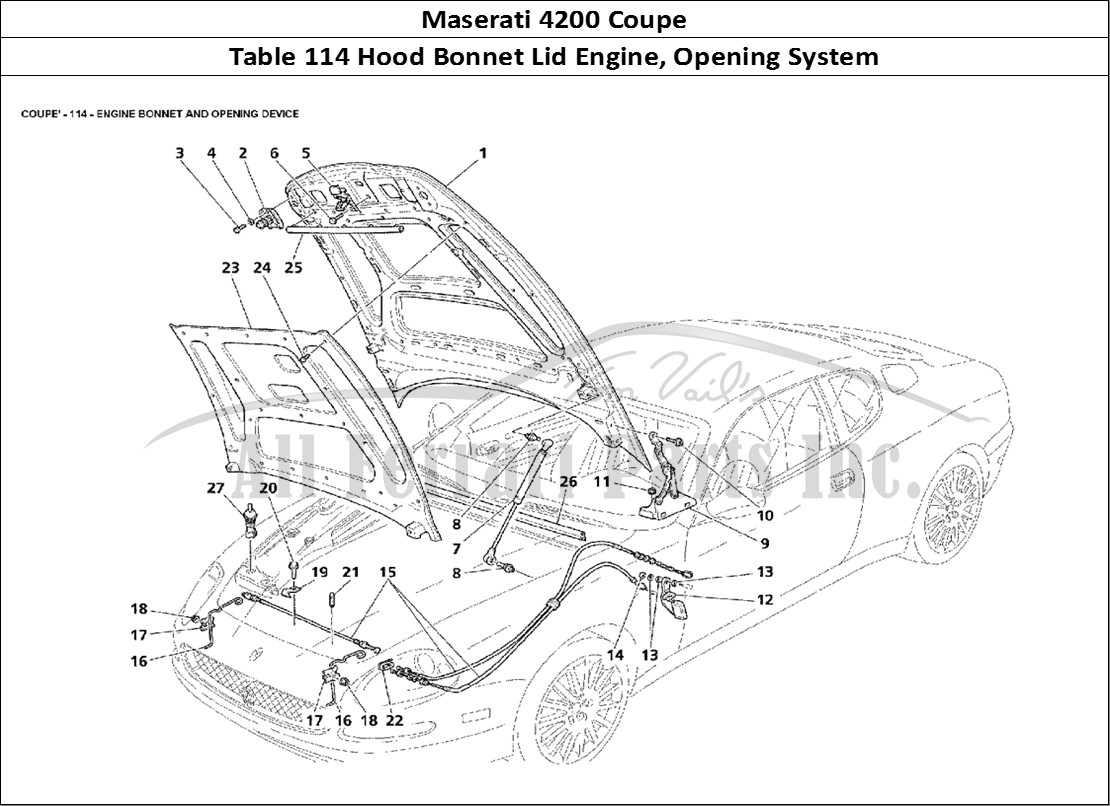 Ferrari Parts Maserati 4200 Coupe Page 114 Engine Bonnet and Opening