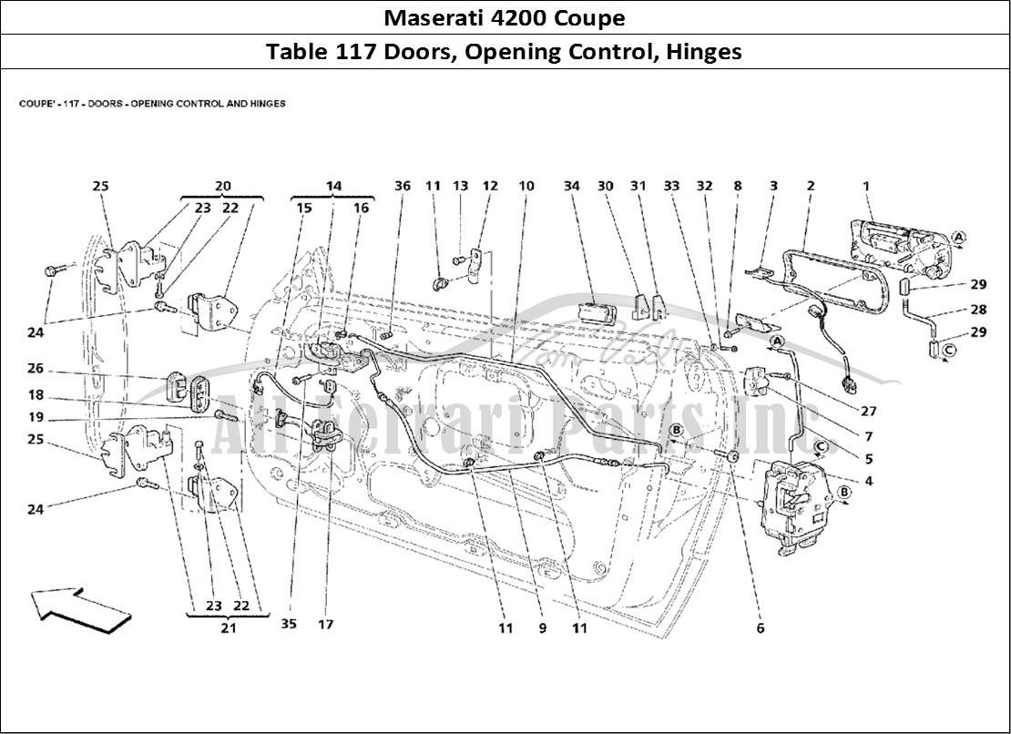 Ferrari Parts Maserati 4200 Coupe Page 117 Doors - Opening Control a