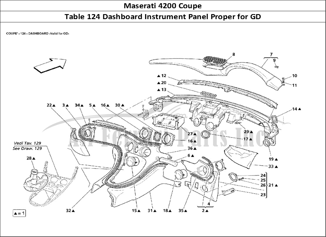 Ferrari Parts Maserati 4200 Coupe Page 124 Dashboard -Valid for GD