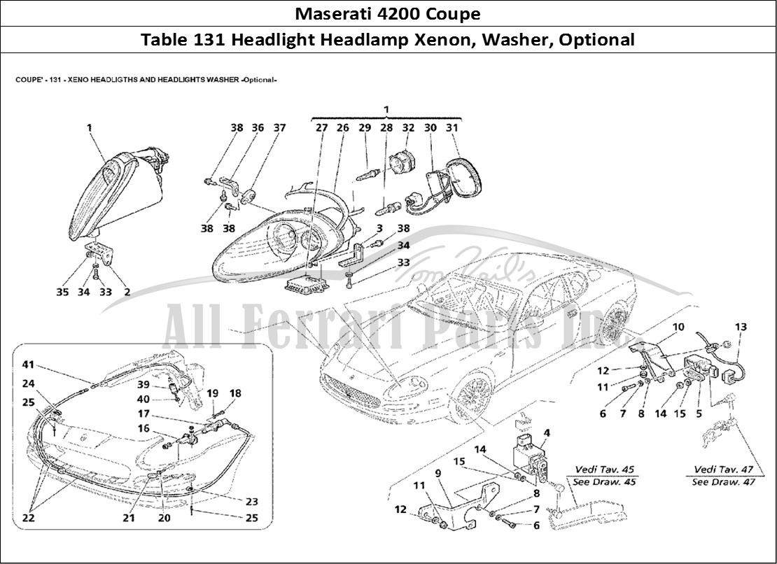 Spritzdüse Abdeckung Scheinwerfer Xenon rechts Plug Maserati 4200 Coupe Spyder