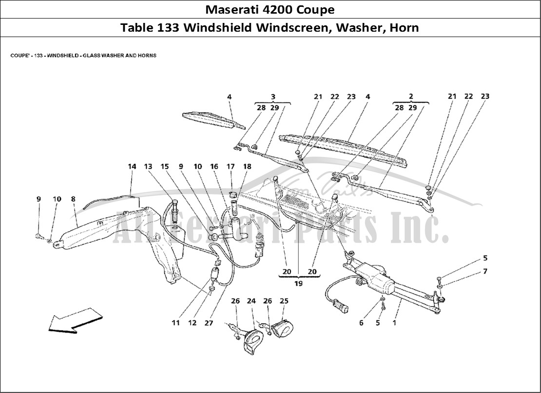 Ferrari Parts Maserati 4200 Coupe Page 133 Windshield - Glass Washer