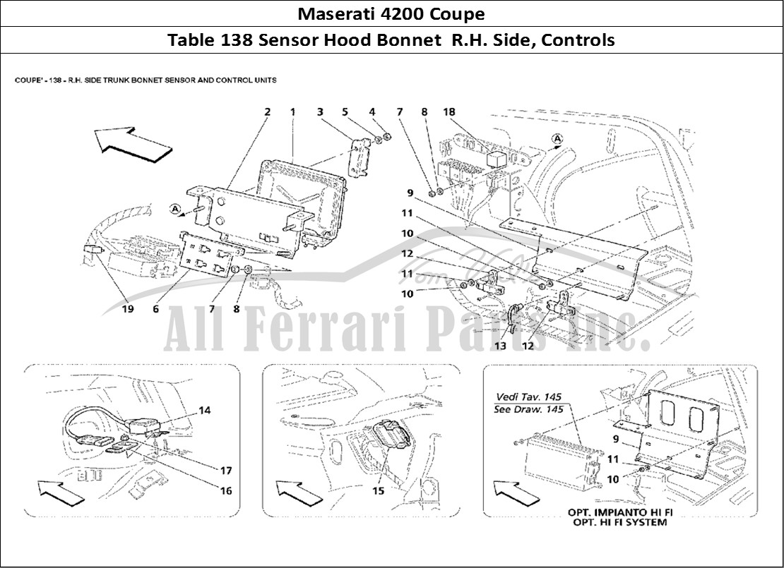 Ferrari Parts Maserati 4200 Coupe Page 138 R.H. Side Trunk Bonnet Se