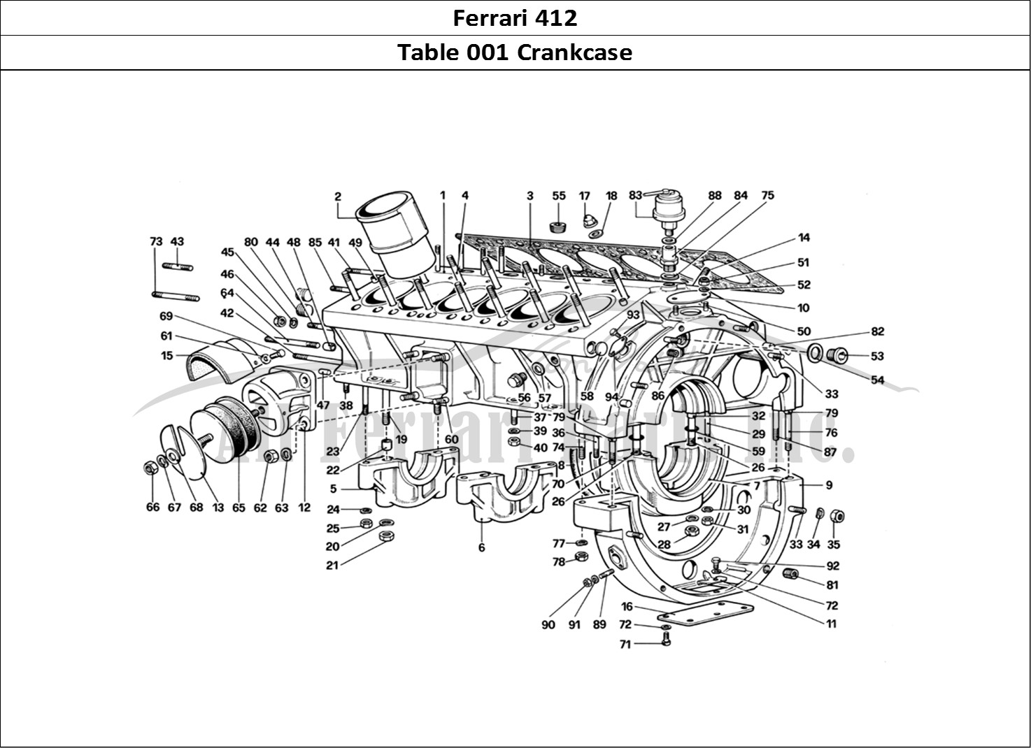 Ferrari Parts Ferrari 412 (Mechanical) Page 001 Crankcase