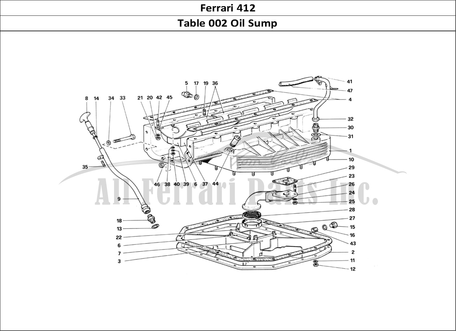 Ferrari Parts Ferrari 412 (Mechanical) Page 002 Oil Sump