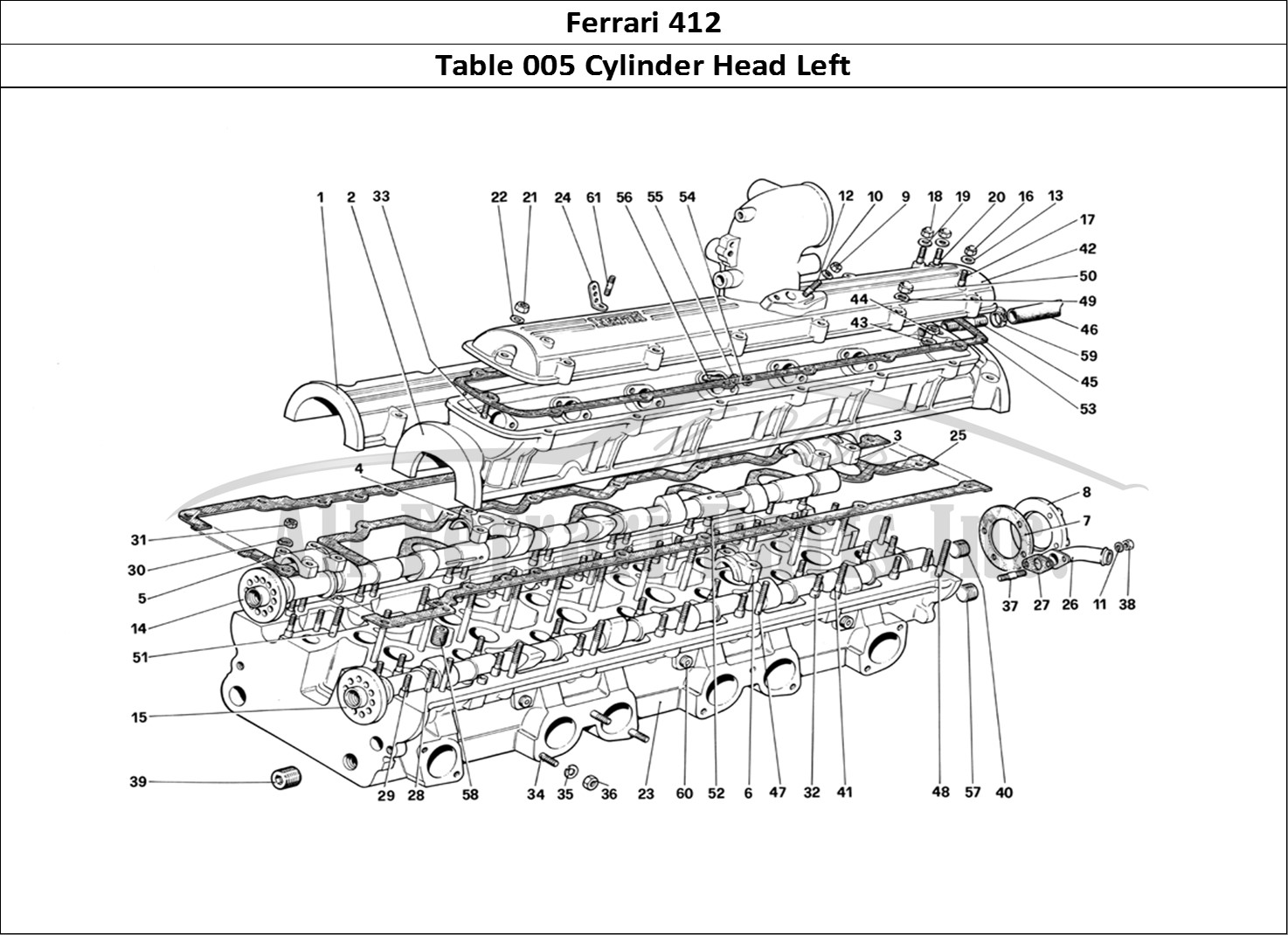 Ferrari Parts Ferrari 412 (Mechanical) Page 005 Cylinder Head (Left)