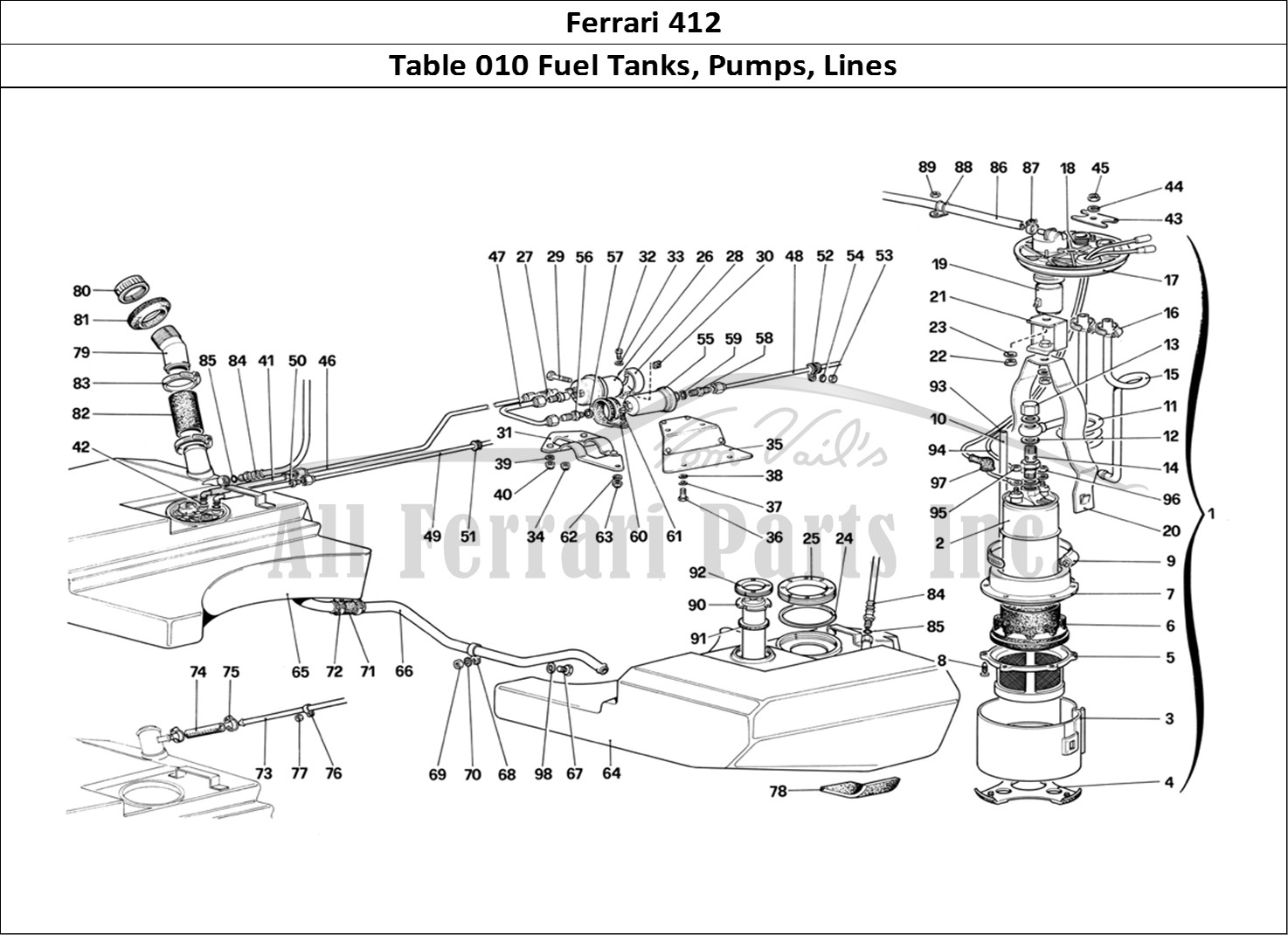 Ferrari Parts Ferrari 412 (Mechanical) Page 010 Fuel Tanks, Pumps, Lines