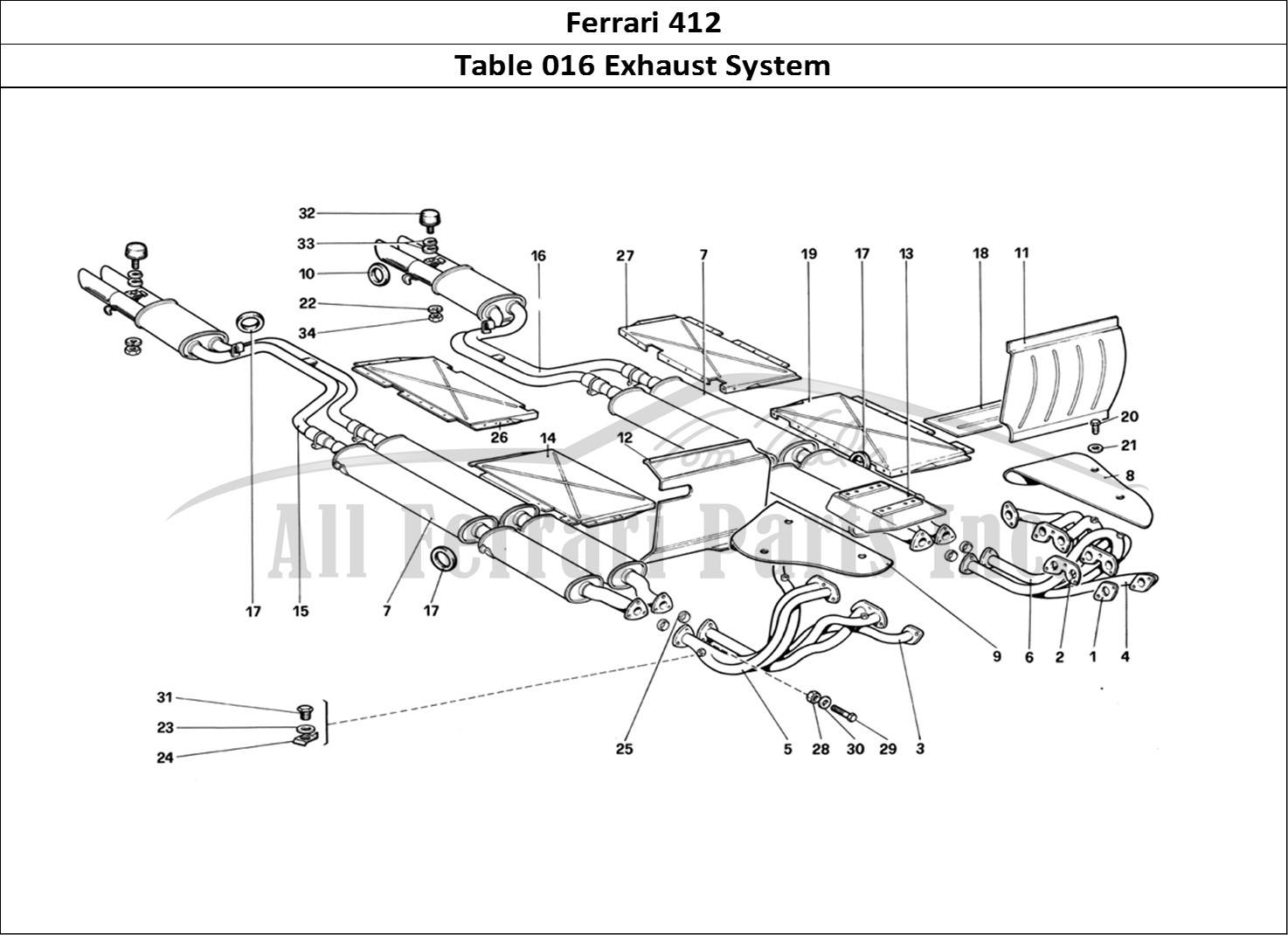 Ferrari Parts Ferrari 412 (Mechanical) Page 016 Exhaust System