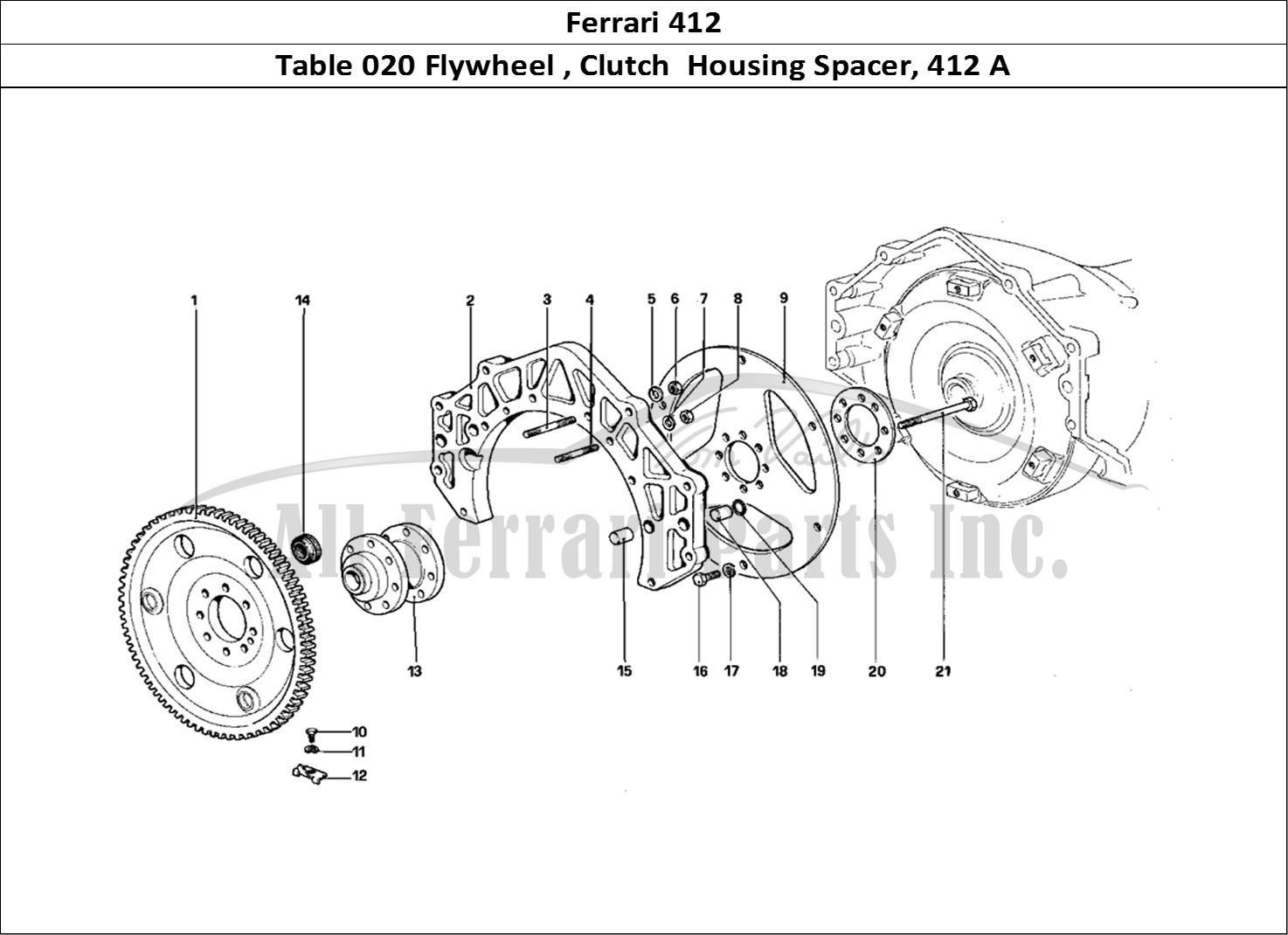 Ferrari Parts Ferrari 412 (Mechanical) Page 020 Engine Flywheel and ClutC