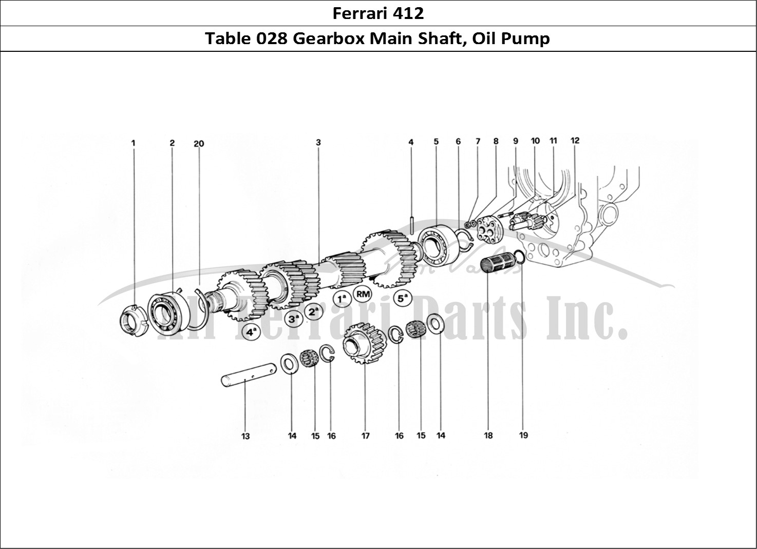 Ferrari Parts Ferrari 412 (Mechanical) Page 028 Main Shaft and Oil Pump -