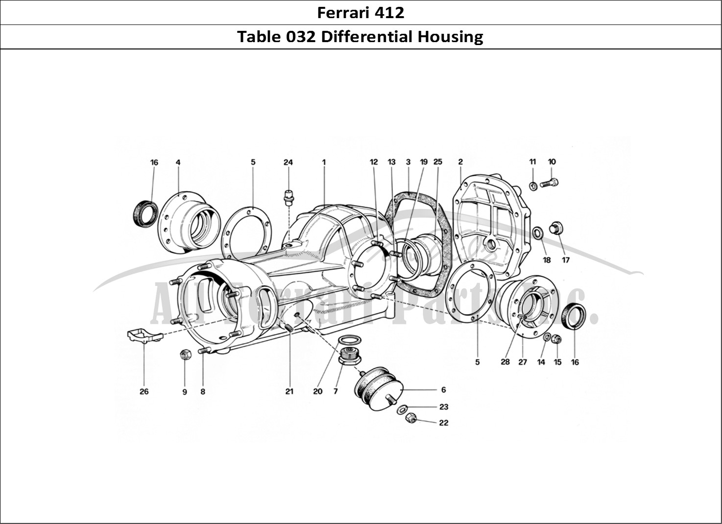 Ferrari Parts Ferrari 412 (Mechanical) Page 032 Differential Housing