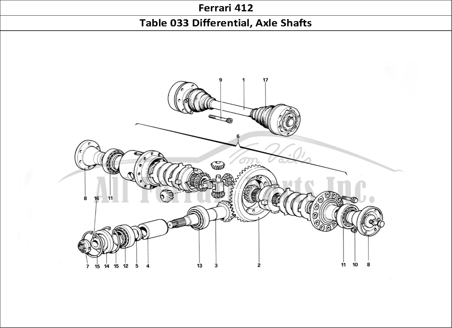 Ferrari Parts Ferrari 412 (Mechanical) Page 033 Differential & Axle Shaft
