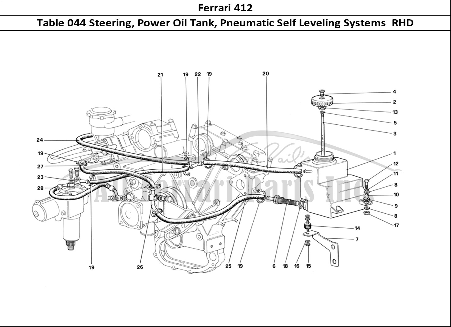 Ferrari Parts Ferrari 412 (Mechanical) Page 044 Power Steering Oil Tank -