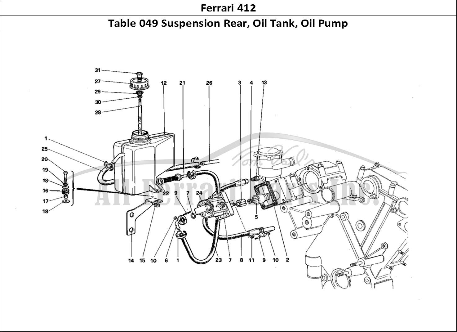 Ferrari Parts Ferrari 412 (Mechanical) Page 049 Rear Suspension - Oil Tan