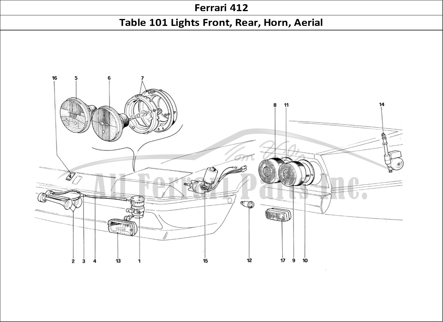 Ferrari Parts Ferrari 412 (Mechanical) Page 101 Front and Rear Lights - H