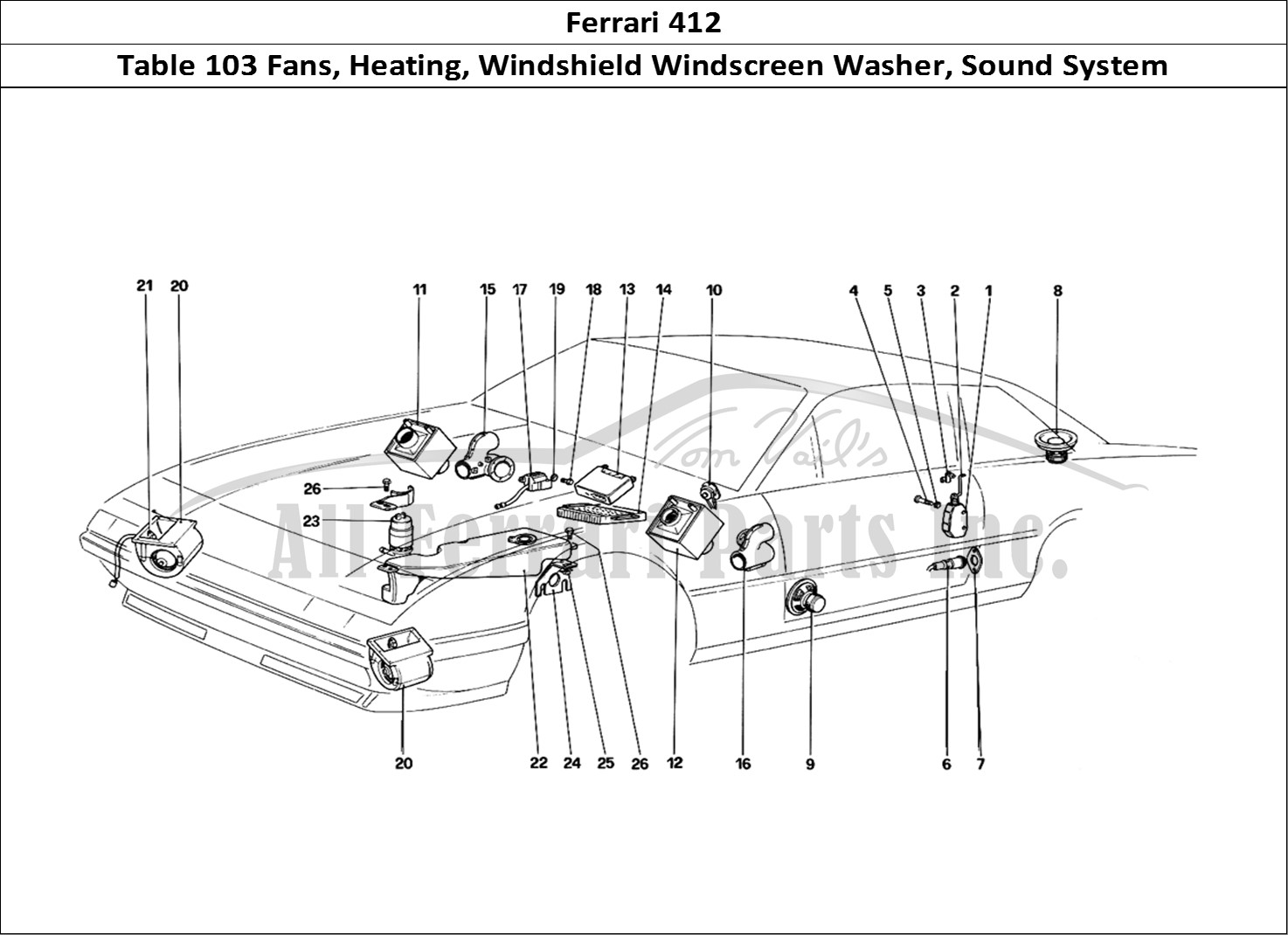 Ferrari Parts Ferrari 412 (Mechanical) Page 103 Cooling Electric Fans - H
