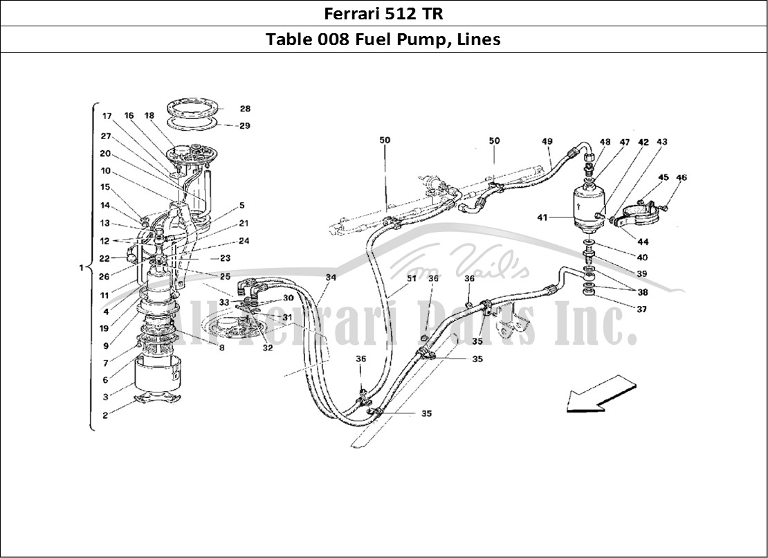 Ferrari Parts Ferrari 512 TR Page 008 Fuel Pump and Pipes