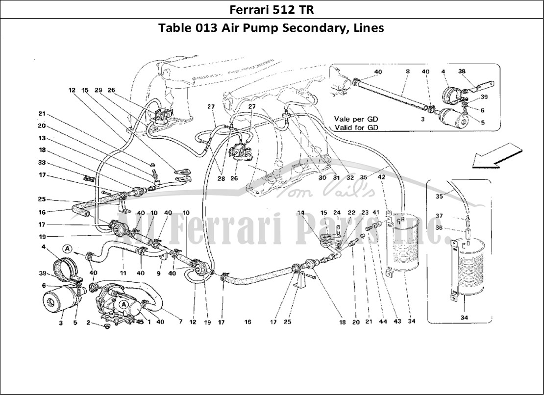 Ferrari Parts Ferrari 512 TR Page 013 Secondary Air Pump and Li