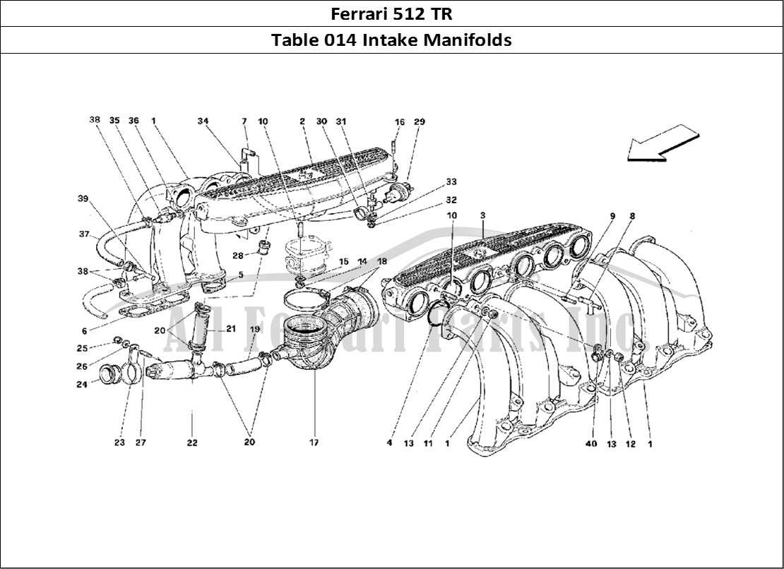Ferrari Parts Ferrari 512 TR Page 014 Air Intake Manifolds