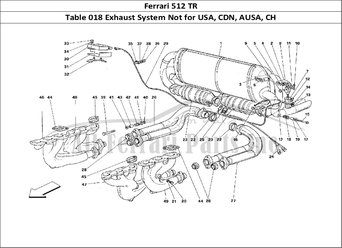 Ferrari Parts Ferrari 512 TR Page 018 Exhaust System -Not for U