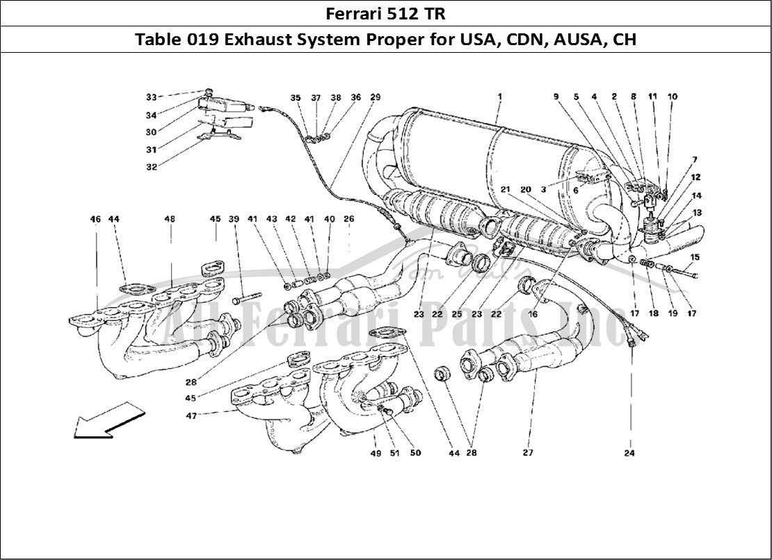 Ferrari Parts Ferrari 512 TR Page 019 Exhaust System -Valid for