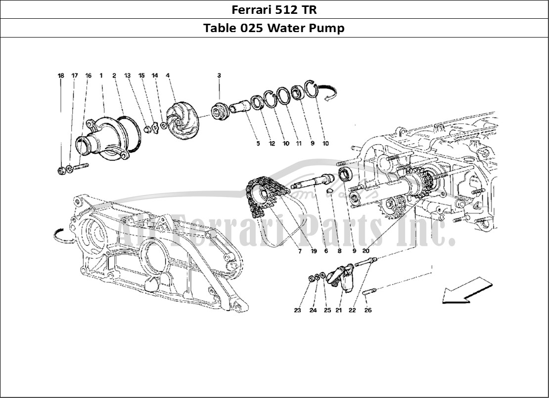 Ferrari Parts Ferrari 512 TR Page 025 Water Pump