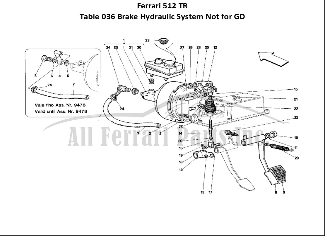 Ferrari Parts Ferrari 512 TR Page 036 Brake Hydraulic System -N