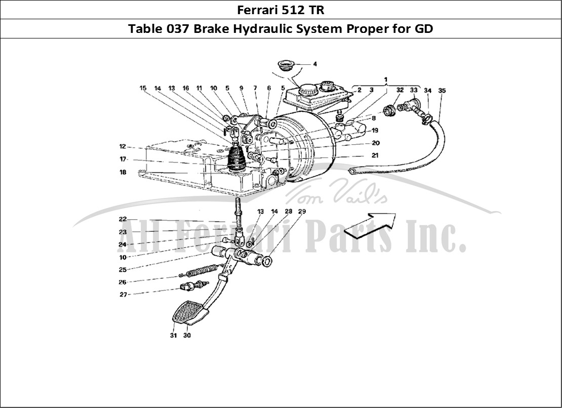 Ferrari Parts Ferrari 512 TR Page 037 Brake Hydraulic System -V