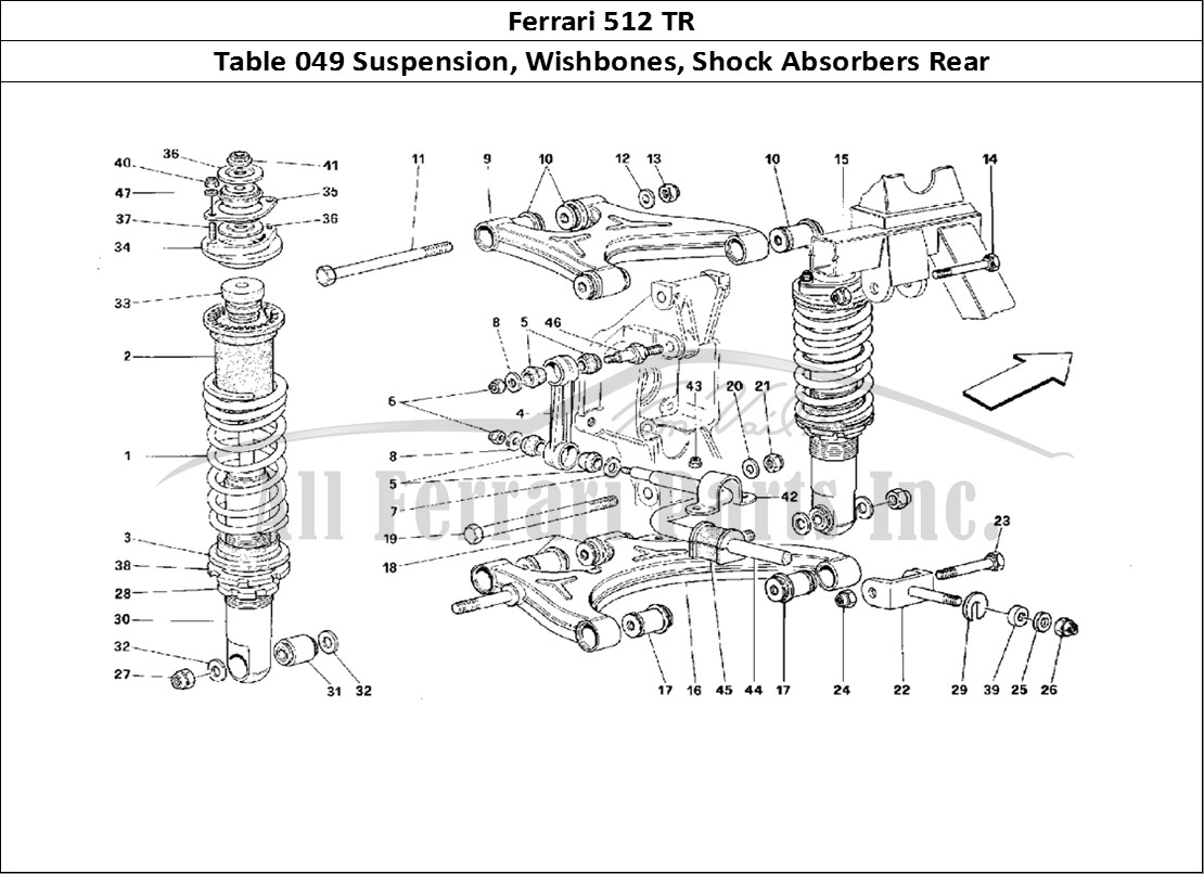 Ferrari Parts Ferrari 512 TR Page 049 Rear Suspension - Wishbon