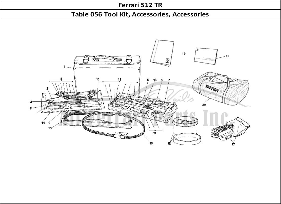 Ferrari Parts Ferrari 512 TR Page 056 Tool Kit / Equipment & Ac