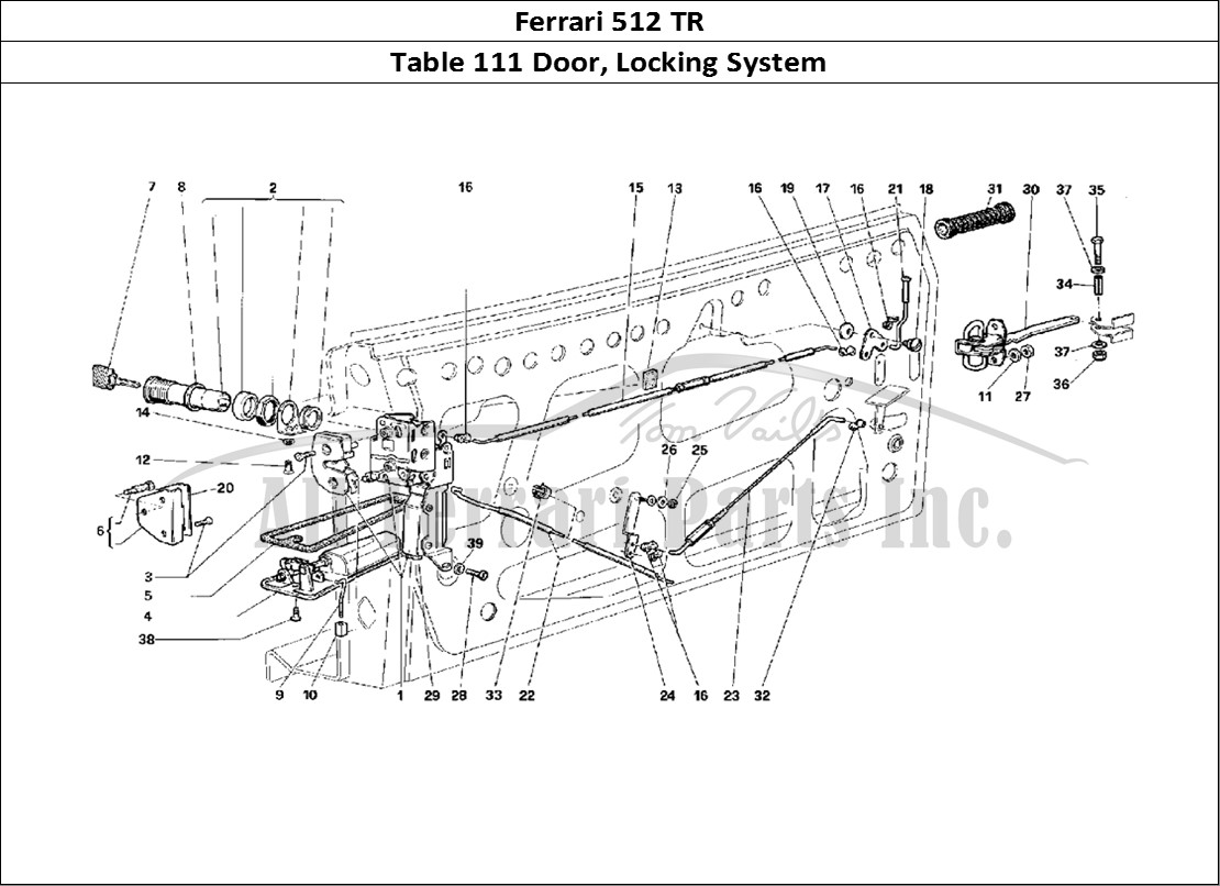 Ferrari Parts Ferrari 512 TR Page 111 Door - Locking Device