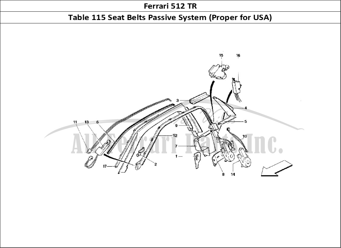 Ferrari Parts Ferrari 512 TR Page 115 Passive Safety Belts Syst