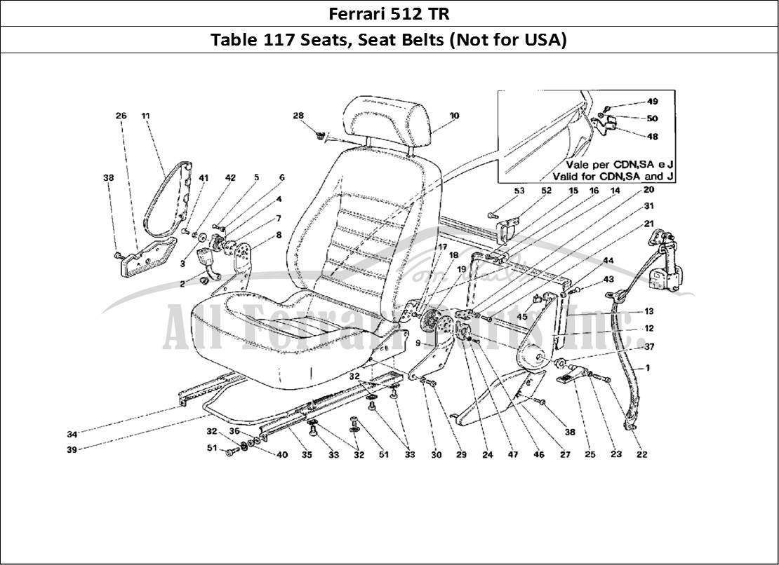 Ferrari Parts Ferrari 512 TR Page 117 Seats and Safety Belts -N