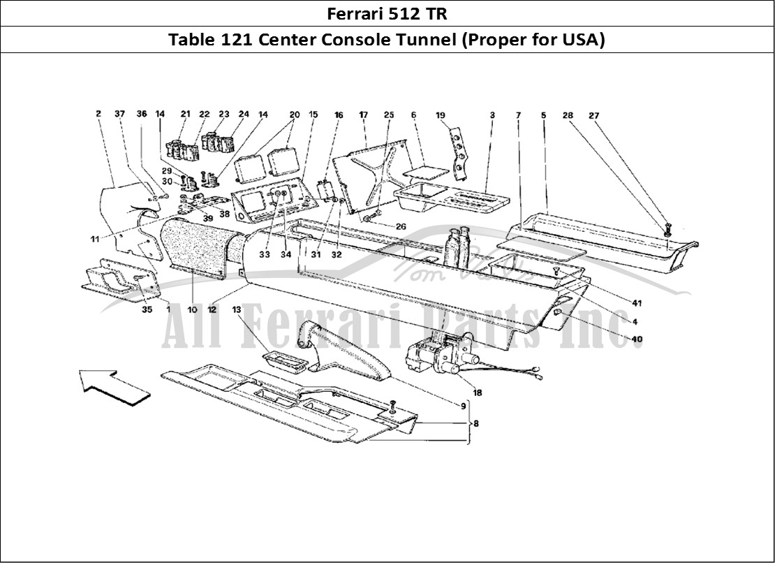 Ferrari Parts Ferrari 512 TR Page 121 Central Tunnel -Valid for
