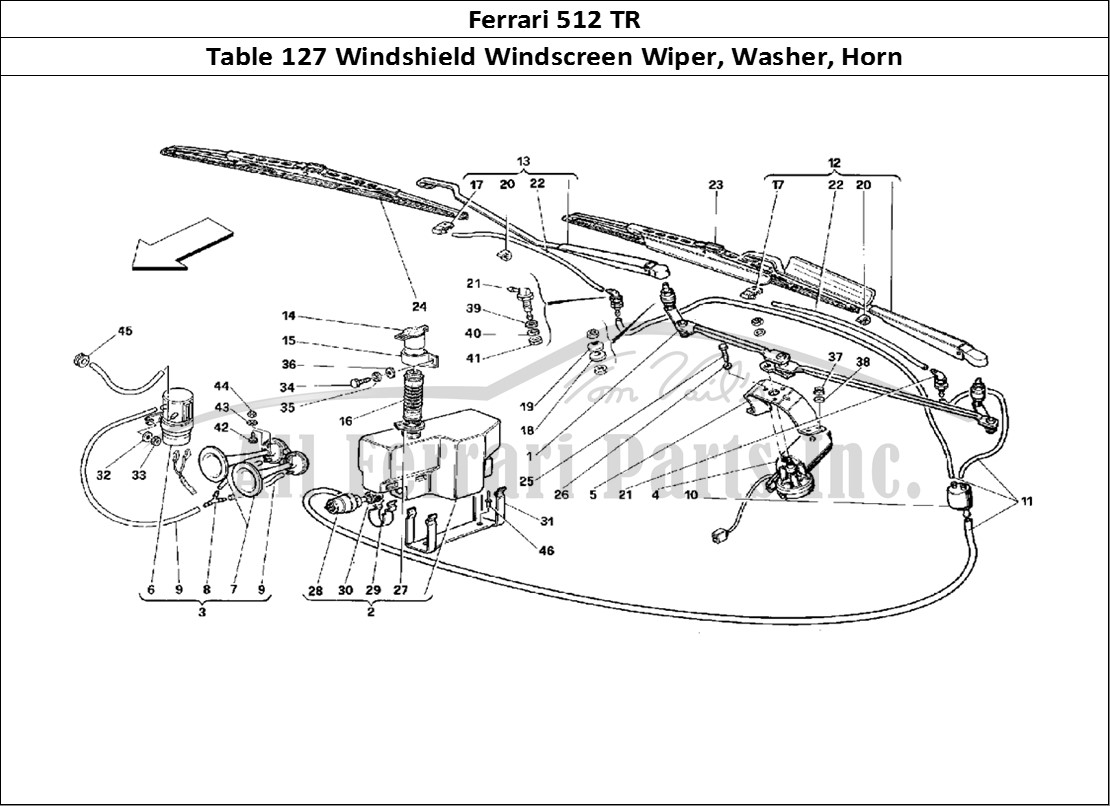 Ferrari Parts Ferrari 512 TR Page 127 Windshield Wiper, Washer