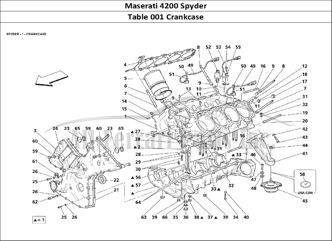 Ferrari Parts Maserati 4200 Spyder Page 001 Crankcase