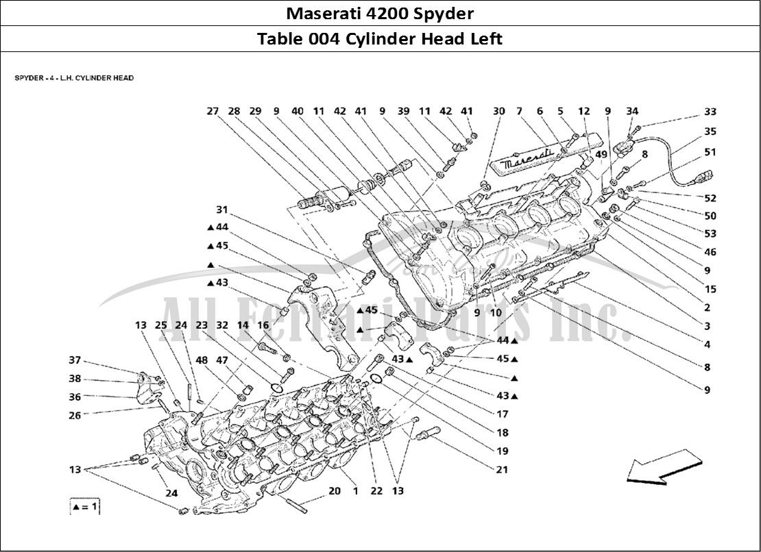 Ferrari Parts Maserati 4200 Spyder Page 004 L.H. Cylinder Head