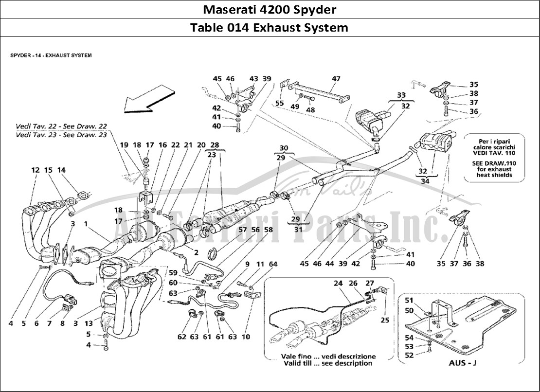 Ferrari Parts Maserati 4200 Spyder Page 014 Exhaust System