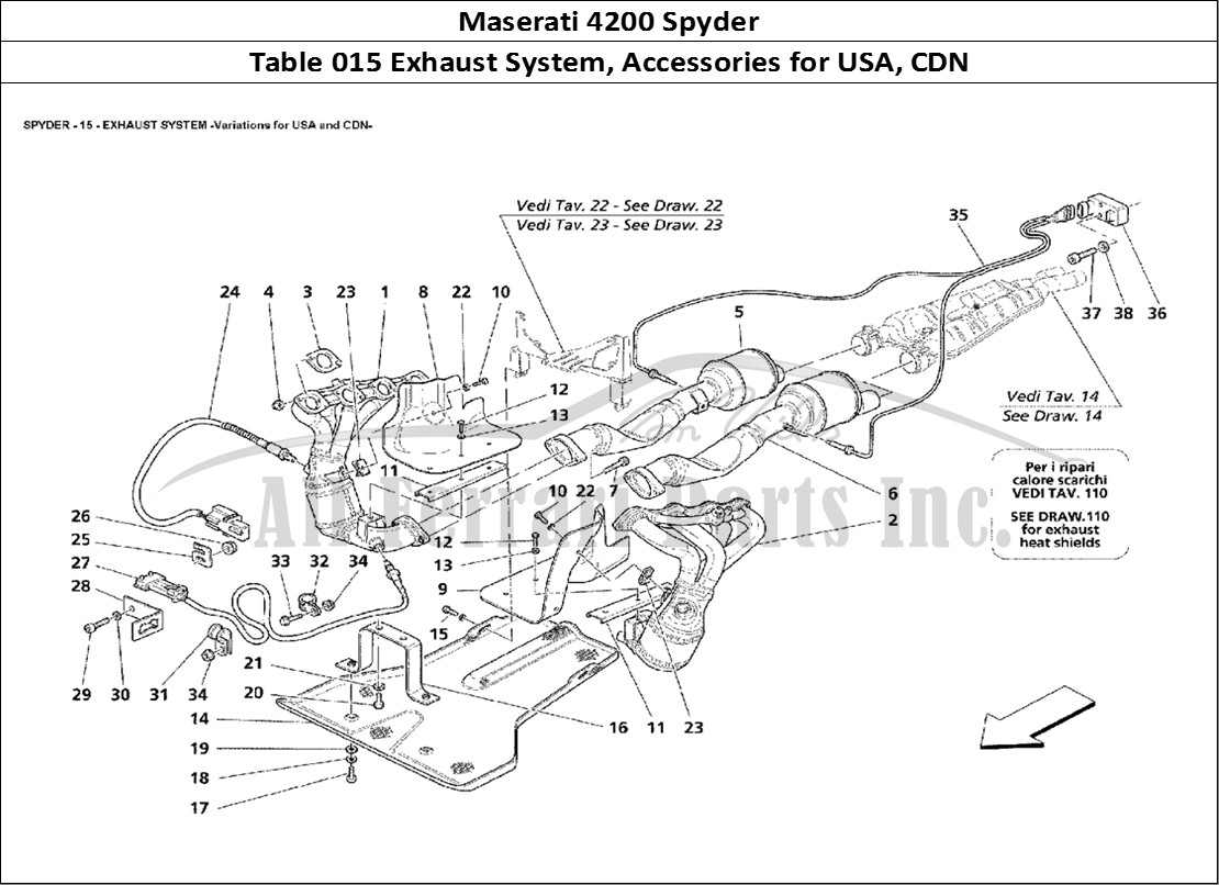 Ferrari Parts Maserati 4200 Spyder Page 015 Exhaust System -Variation