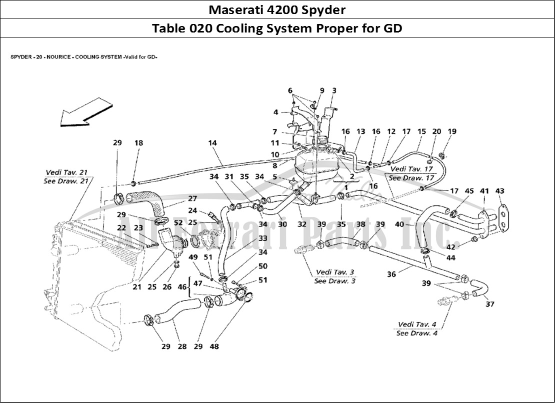 Ferrari Parts Maserati 4200 Spyder Page 020 Nourice - Cooling System