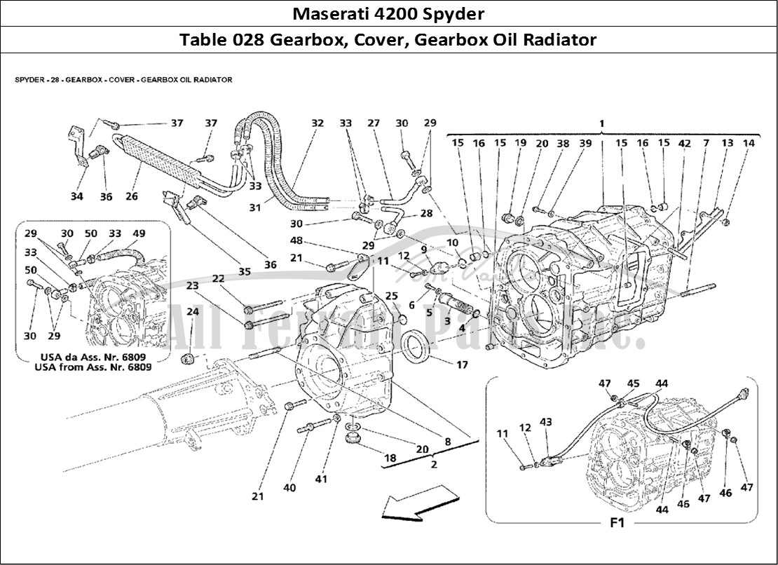 Ferrari Parts Maserati 4200 Spyder Page 028 Gearbox - Cover - Gearbox