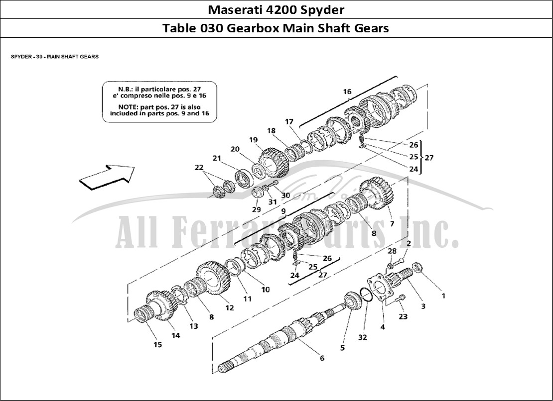 Ferrari Parts Maserati 4200 Spyder Page 030 Main Shaft Gears