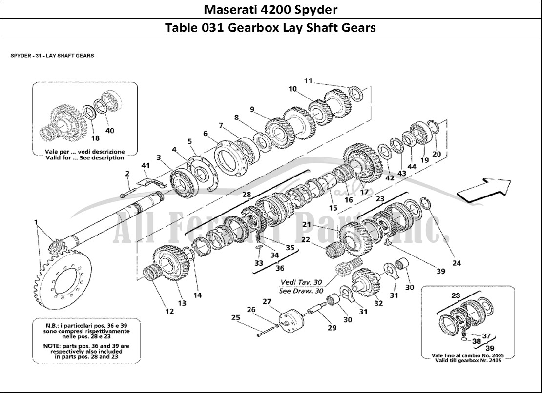Ferrari Parts Maserati 4200 Spyder Page 031 Lay Shaft Gears