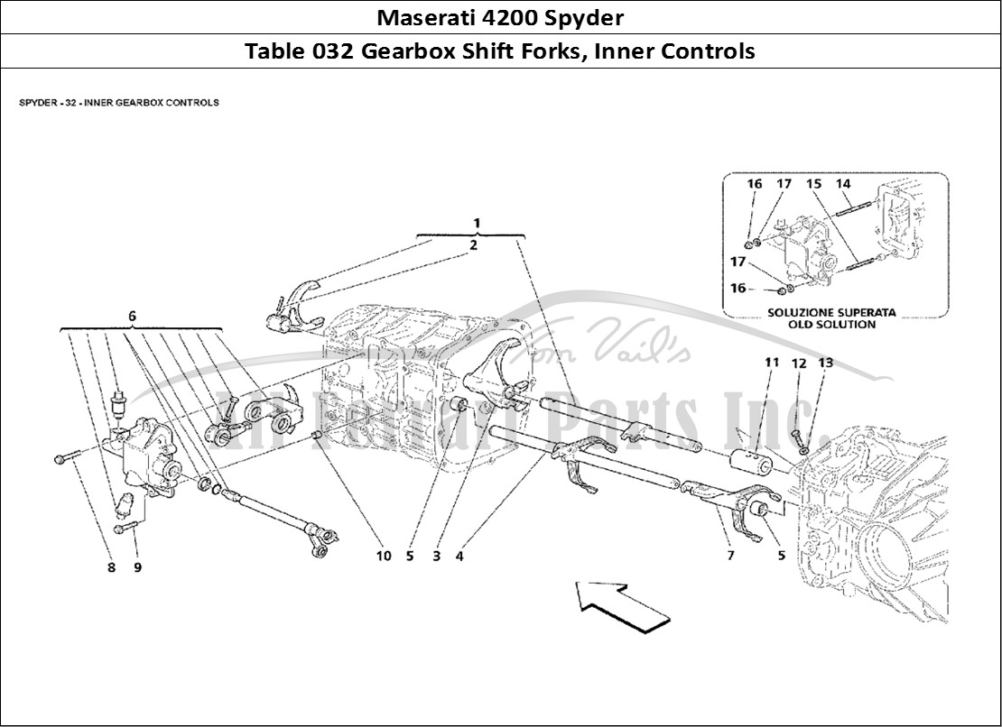 Ferrari Parts Maserati 4200 Spyder Page 032 Inner Gearbox Controls