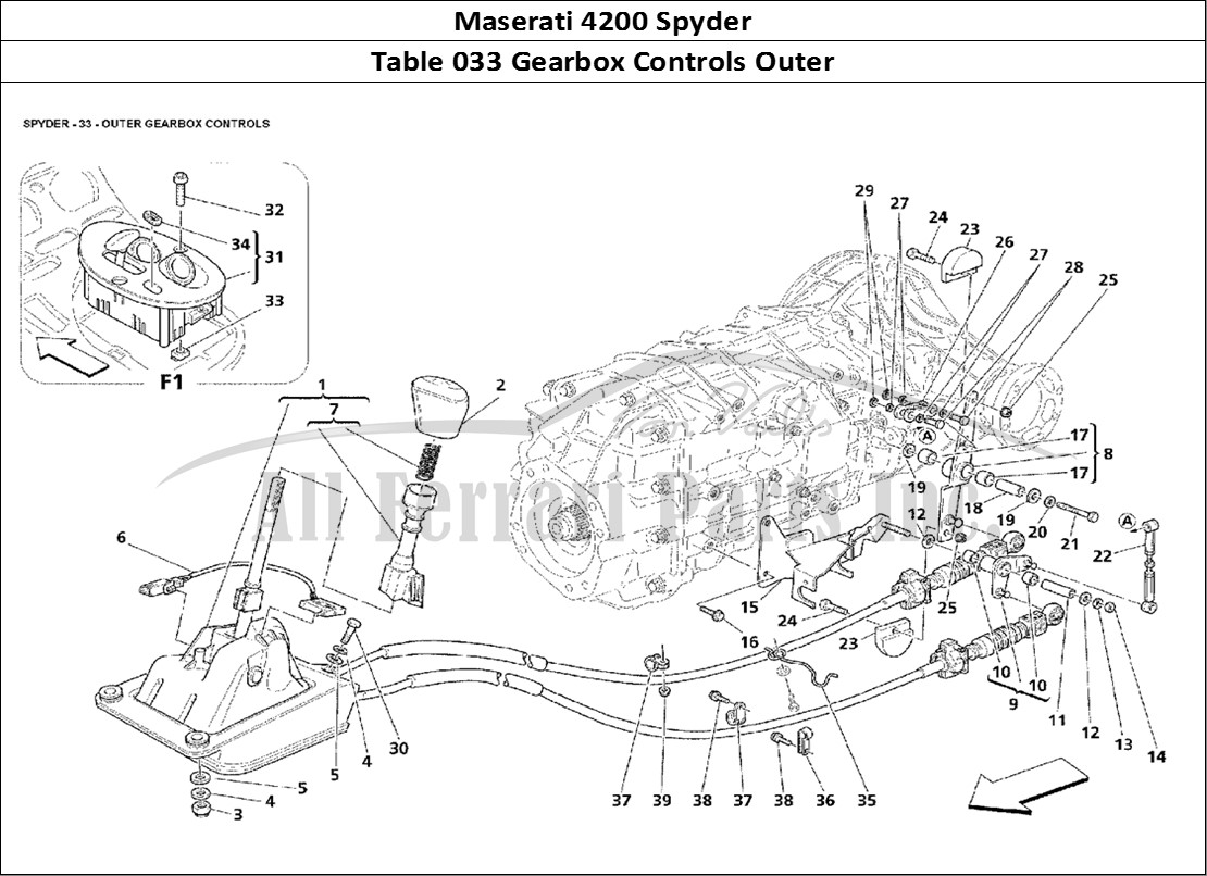 Ferrari Parts Maserati 4200 Spyder Page 033 Outer Gearbox Controls