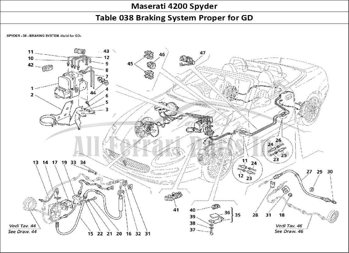Ferrari Parts Maserati 4200 Spyder Page 038 Braking System -Valid for