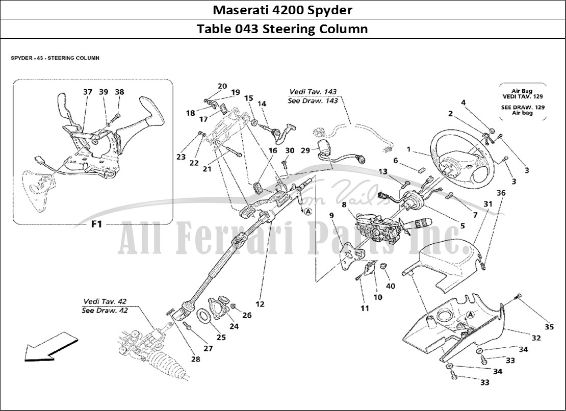 Ferrari Parts Maserati 4200 Spyder Page 043 Steering Column