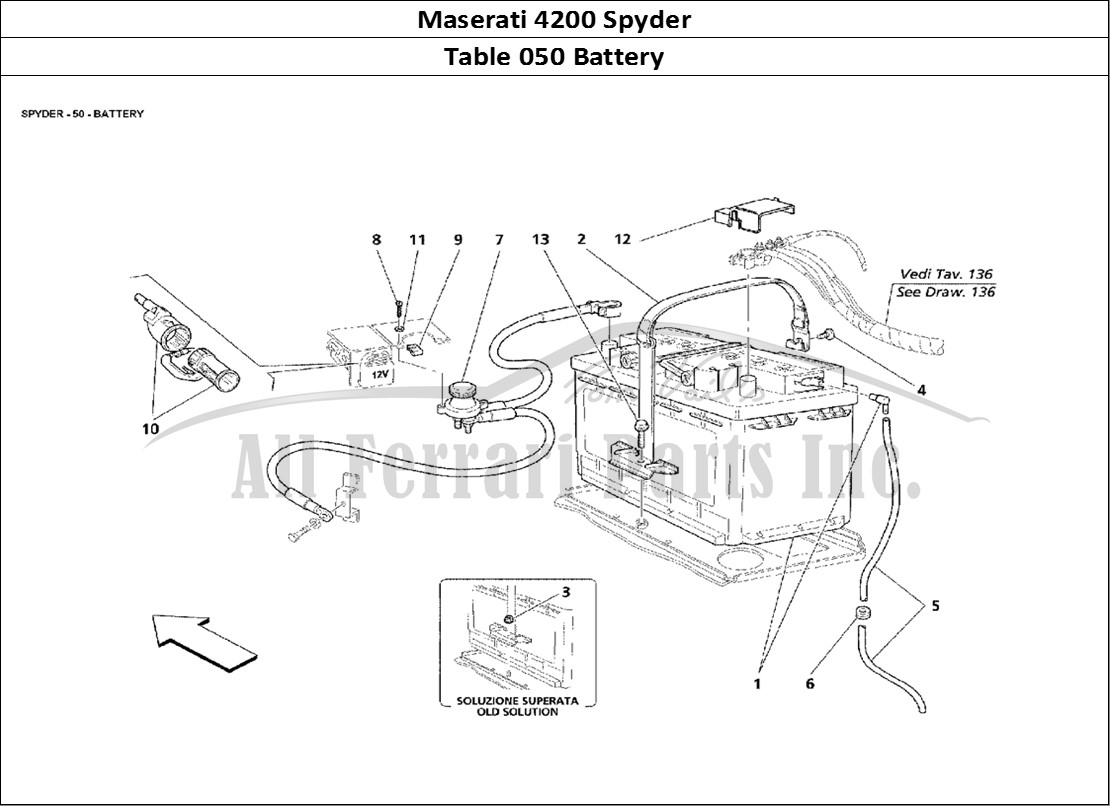 Ferrari Parts Maserati 4200 Spyder Page 050 Battery