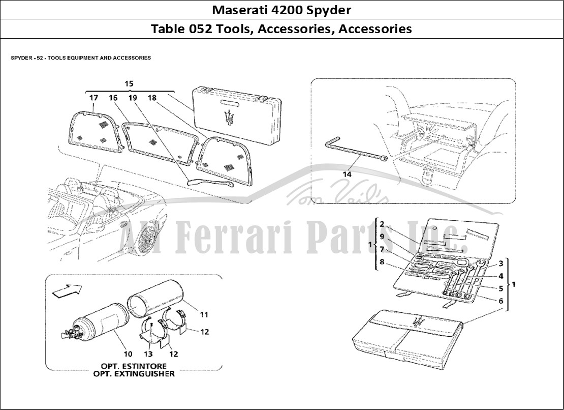 Ferrari Parts Maserati 4200 Spyder Page 052 Tools Equipment and Acces